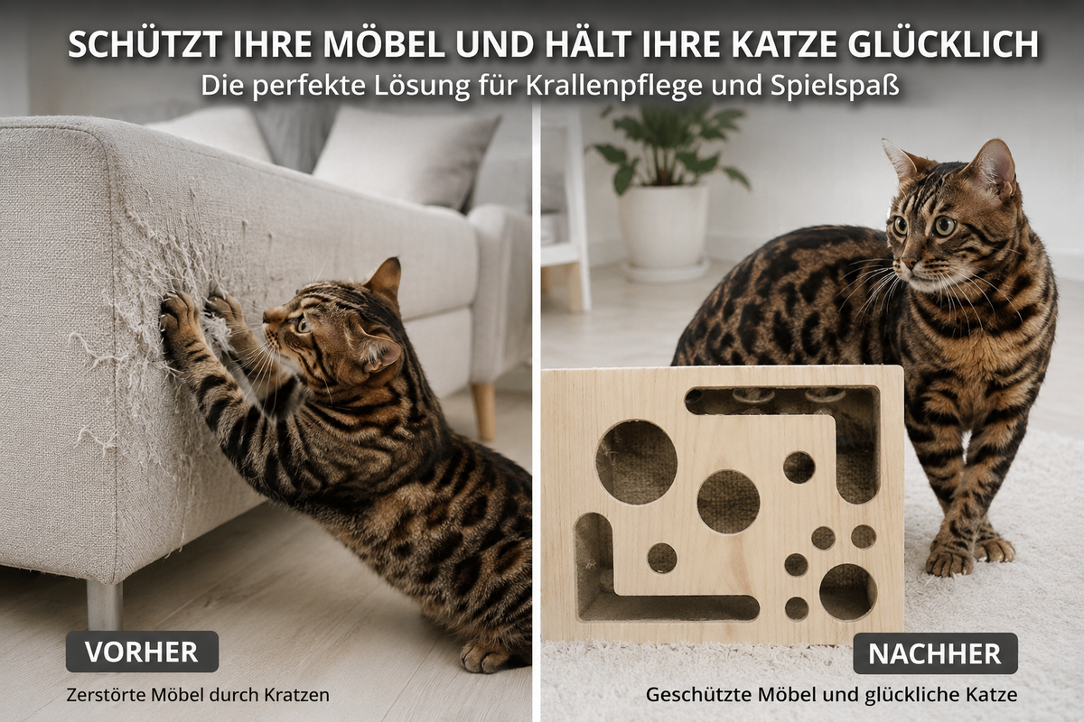Holzspiel für glückliche und aktive Katzen